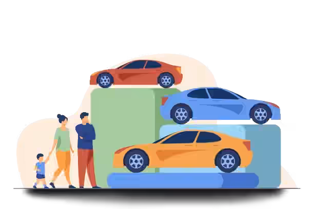 Customer selecting from many second-hand car options
